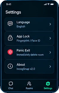 Settings with App Lock and Panic Exit